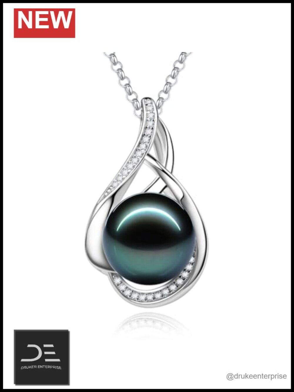Tahitian Pearl Necklace Sterling Silver 10-12MM Women Gift Adjustable